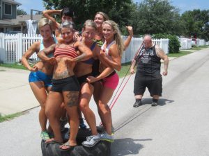 mike pulls the girls