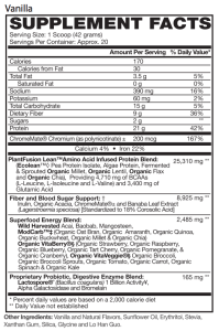 Vanilla supplement facts