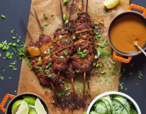 Meaty Seitan Satay with Peanut Sauce